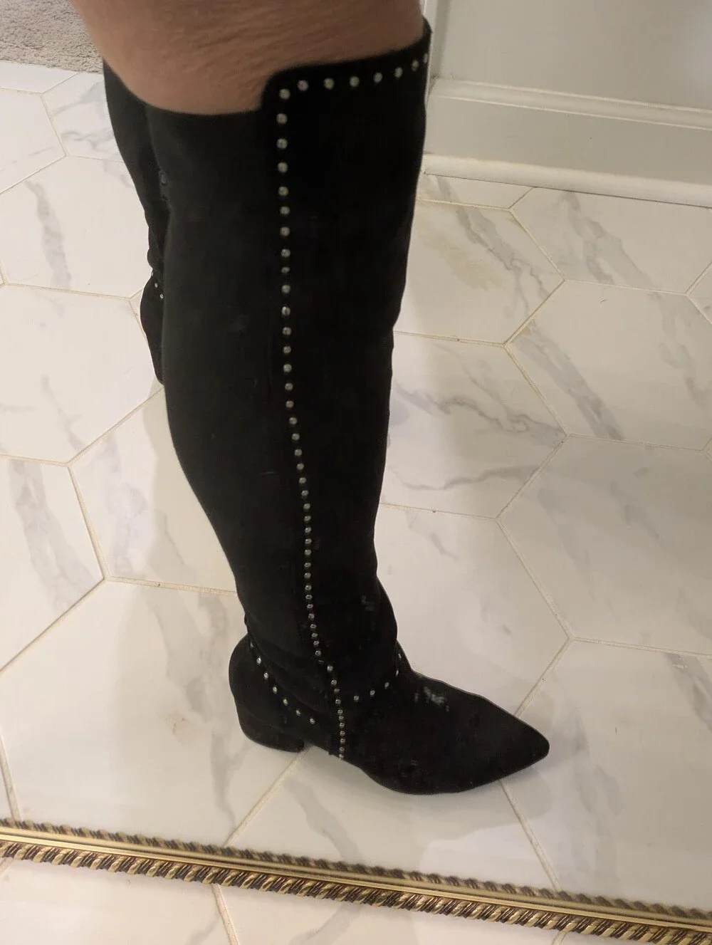 Over-the-Knee Studded Block Heel Boots - Picture 5 of 17
